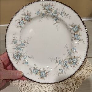 PARAGON Flourette Salad Plate with delicate Blue Floral and Silver Trim set of 2